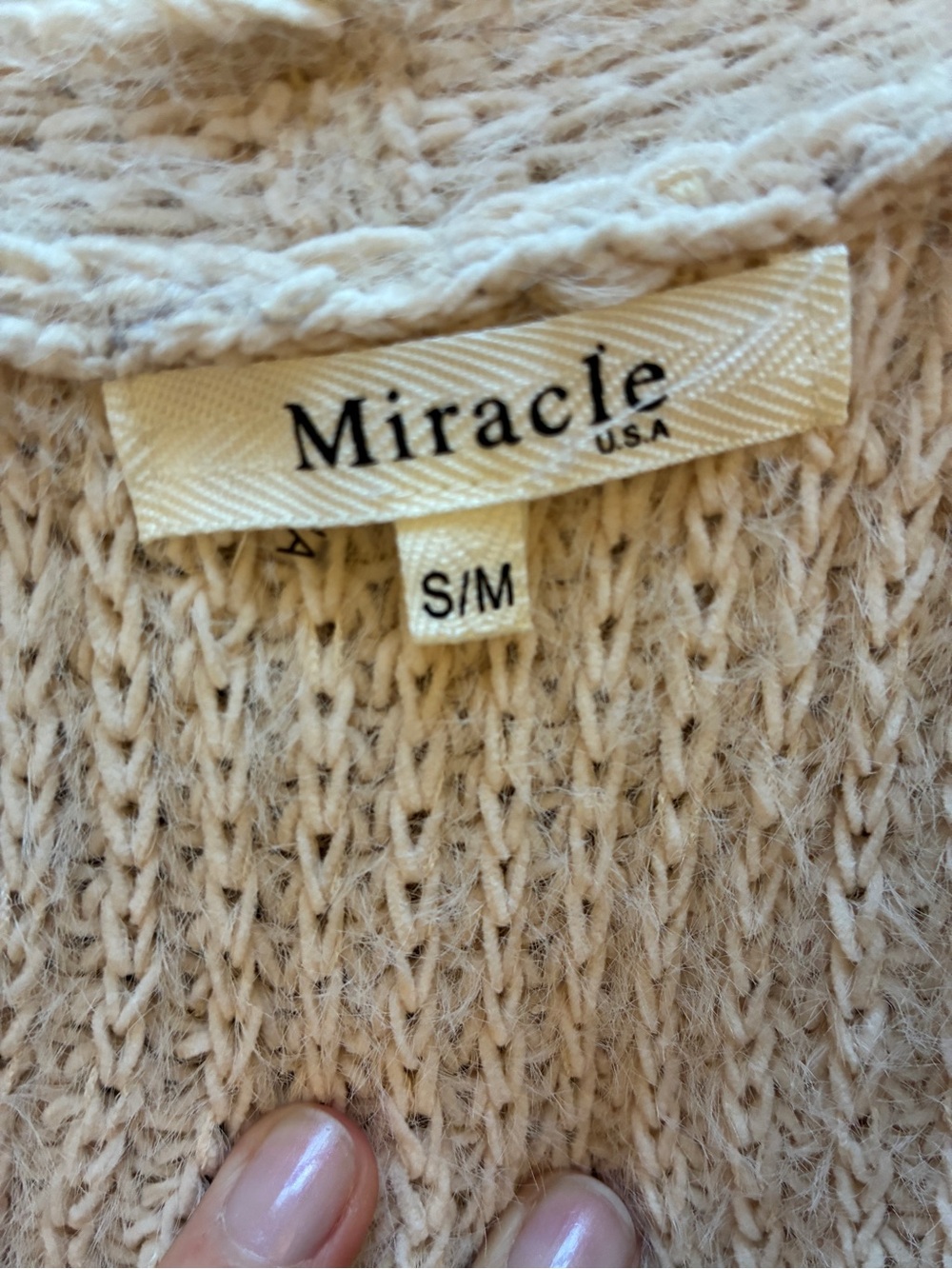 Miracle Cream Fuzzy V-Neck Button Front Cardigan - Picture 2 of 4